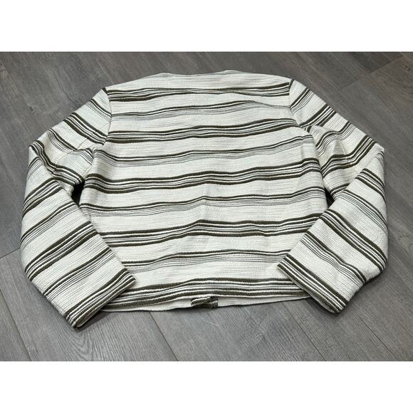 NWOT Madewell Womens Safari Khaki Striped Lined Tweed Button-Front Jacket Size S - Picture 3 of 10